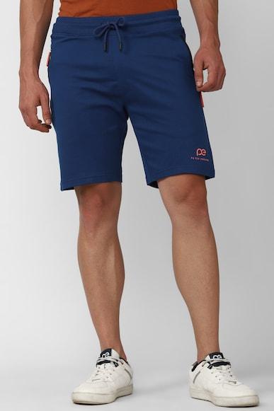 men navy graphic print regular fit casual shorts