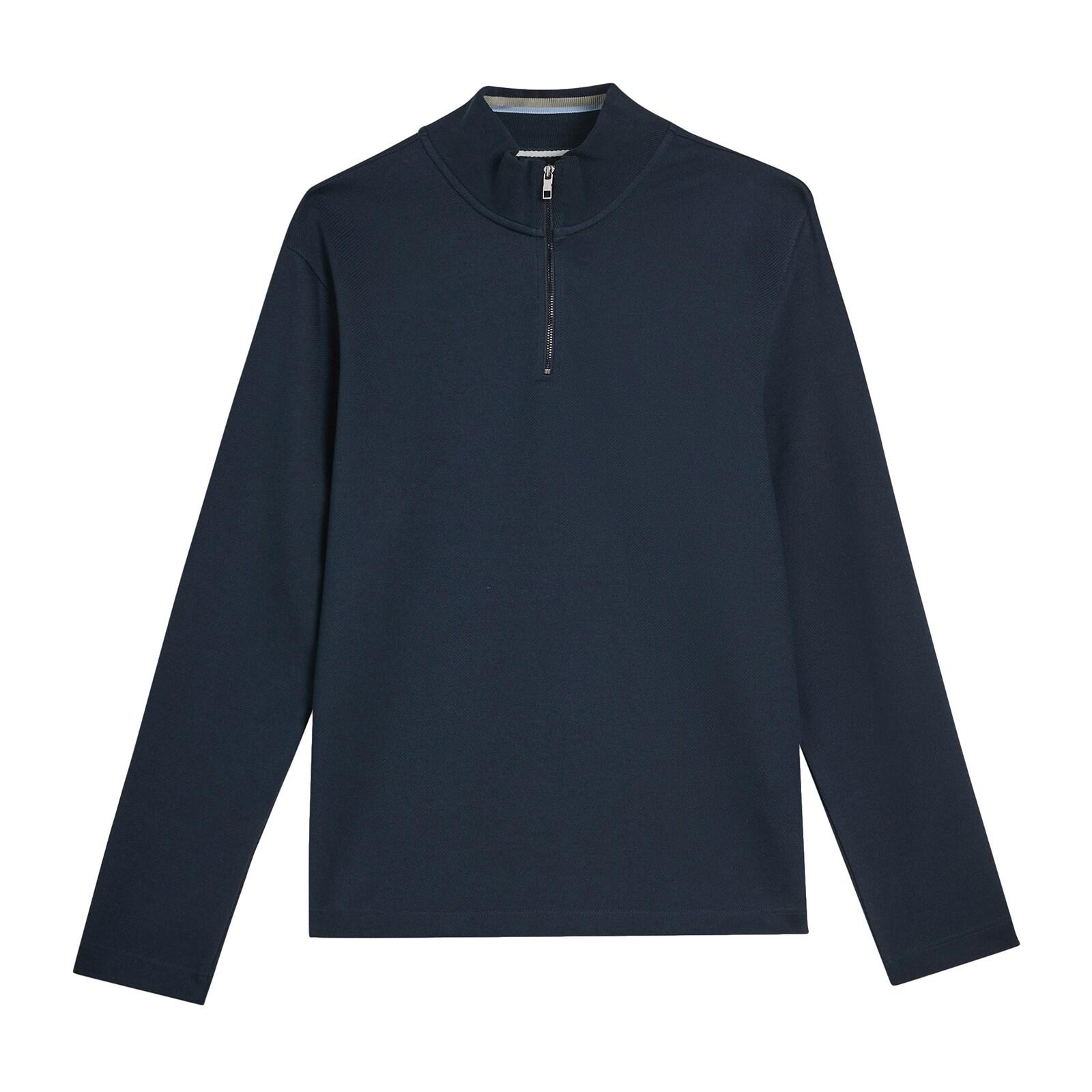 men navy half zip funnel neck jumper