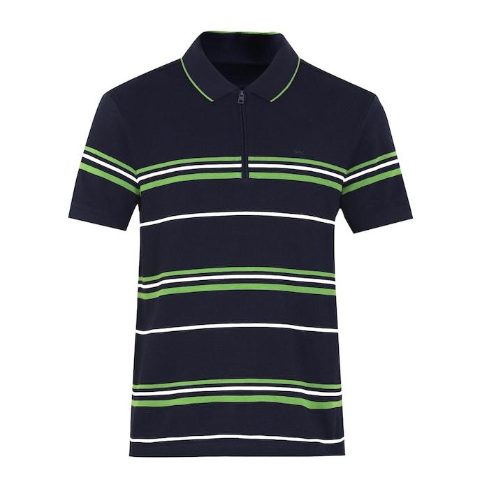 men navy honeycomb striped polo