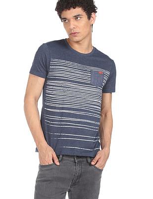 men navy horizontal stripe heathered t-shirt