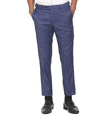 men navy hudson tailored fit check tailored formal trousers