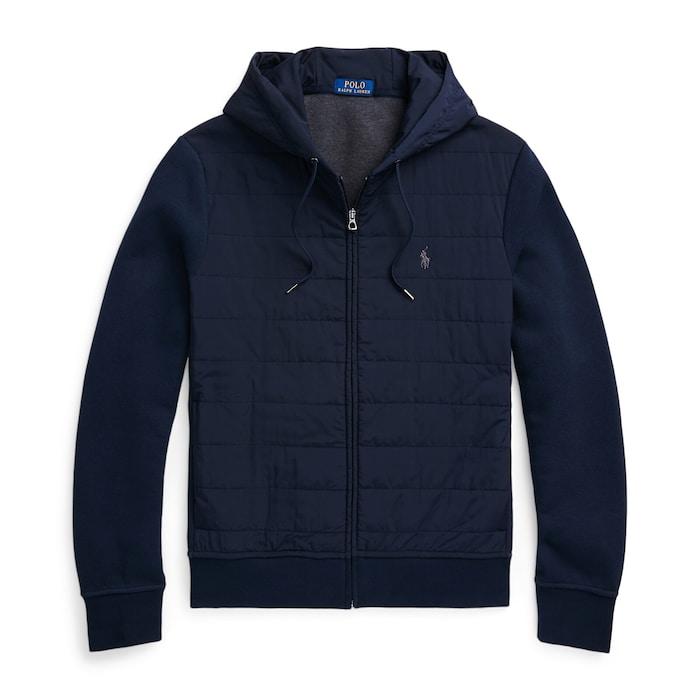 men navy hybrid full-zip hoodie