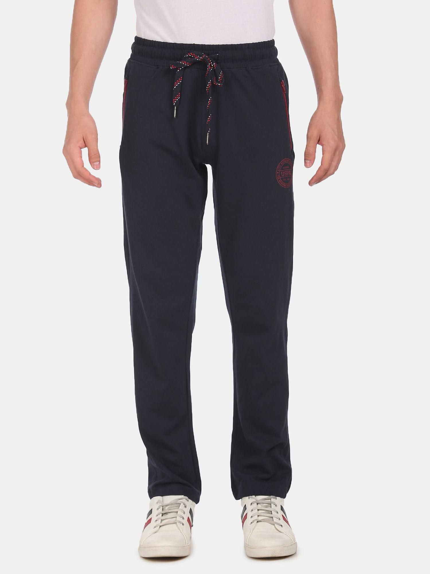 men navy i671 comfort fit solid cotton polyester lounge pants blue