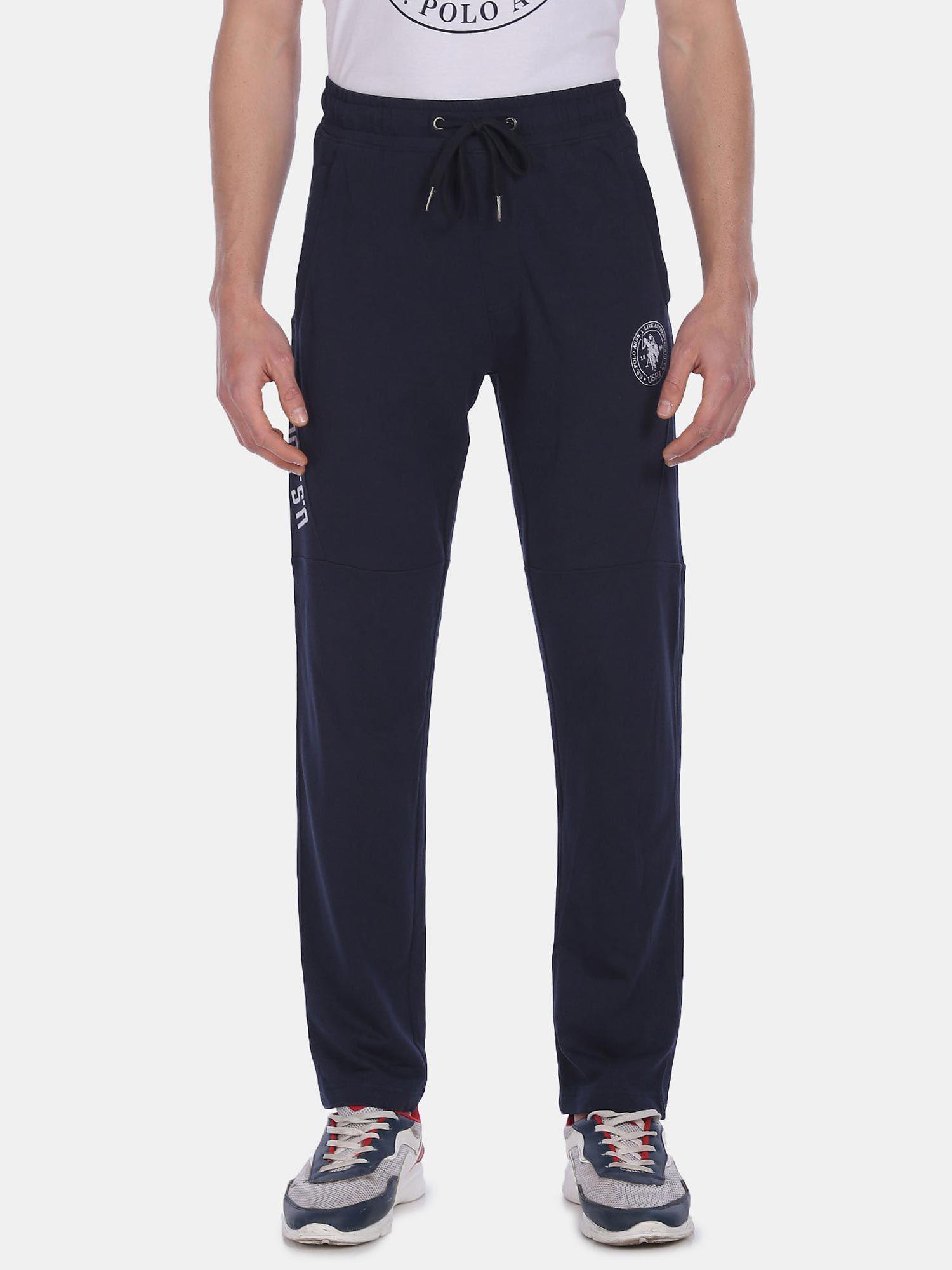 men navy i684 comfort fit solid cotton viscose polyester lounge pants blue