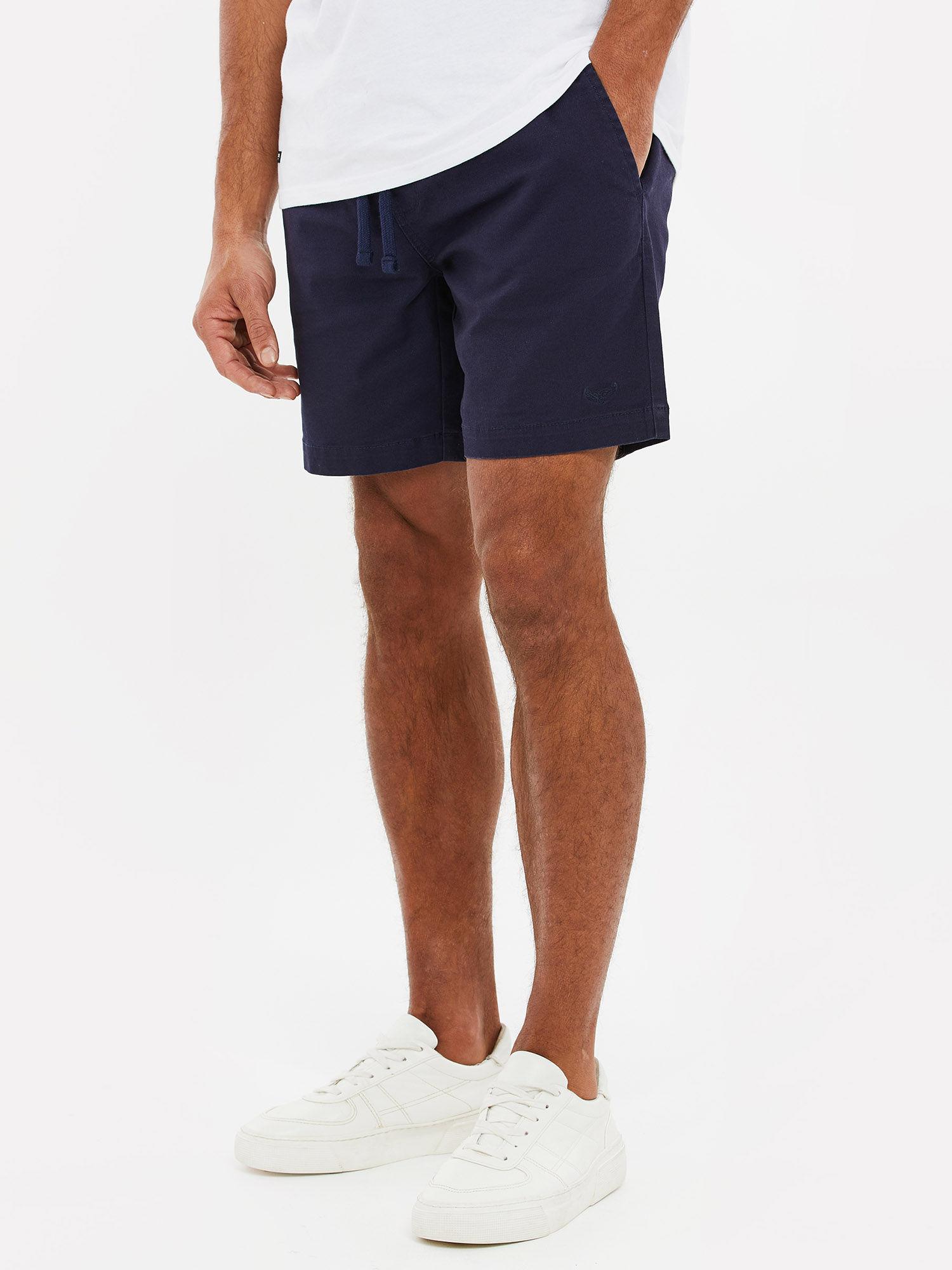 men navy jogger style chino shorts