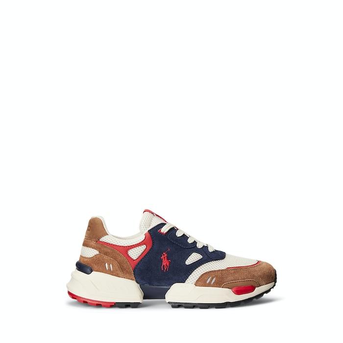 men navy jogger suede & mesh sneaker