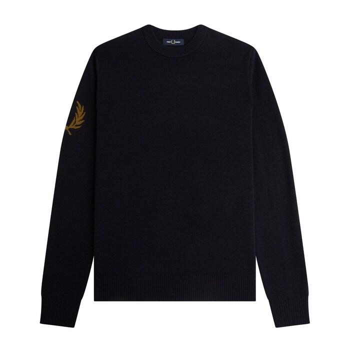 men navy laurel wreath crew-neck jumper