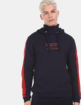 men navy logo front colour block sleeve sweatshirt