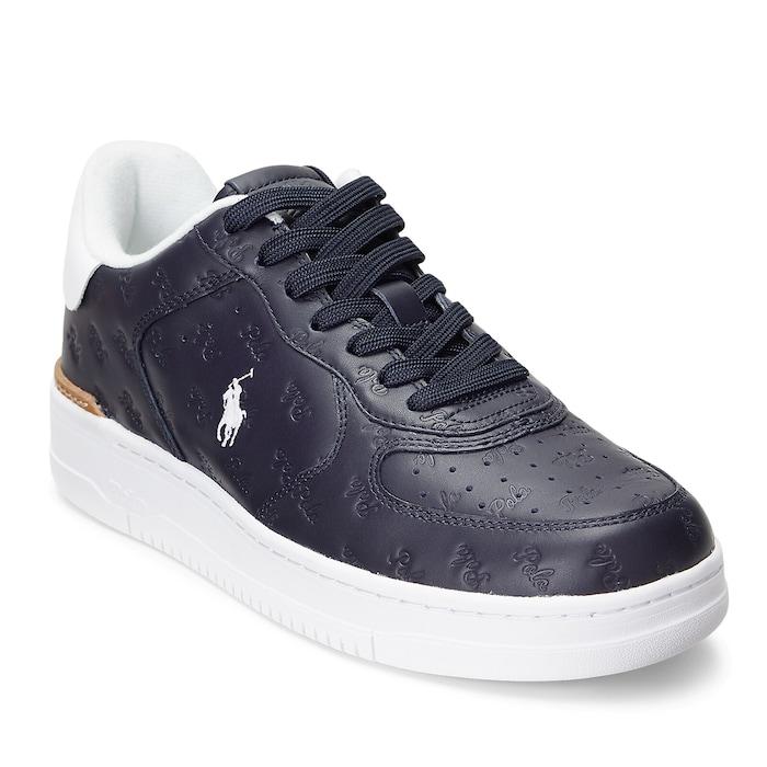 men navy masters court logo leather sneaker