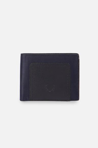 men navy patterned leather wallet