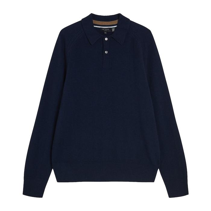 men navy polo-neck jumper