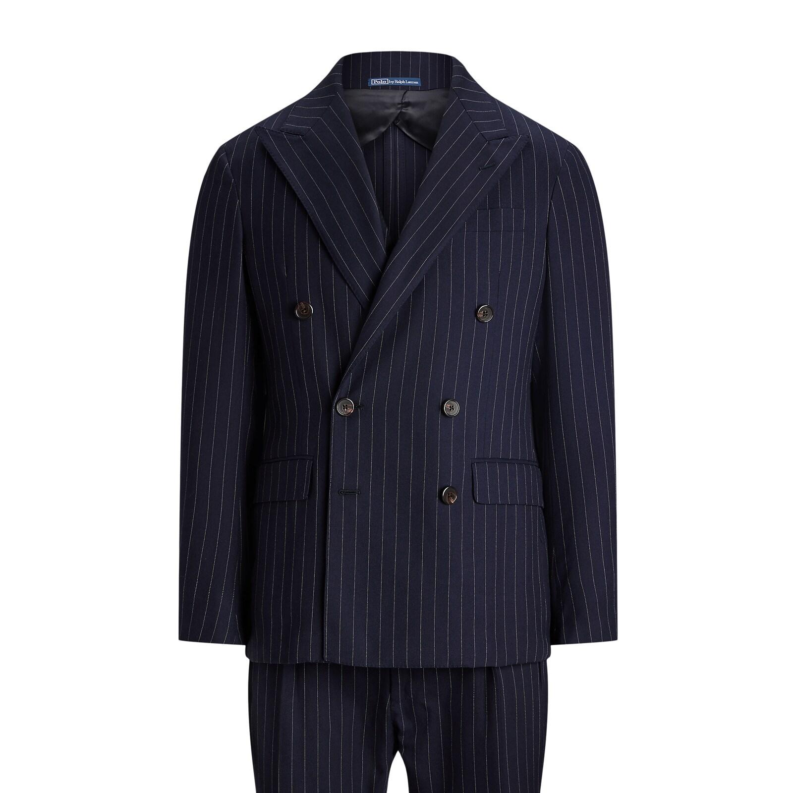 men navy polo soft pinstripe tweed 3-piece suit