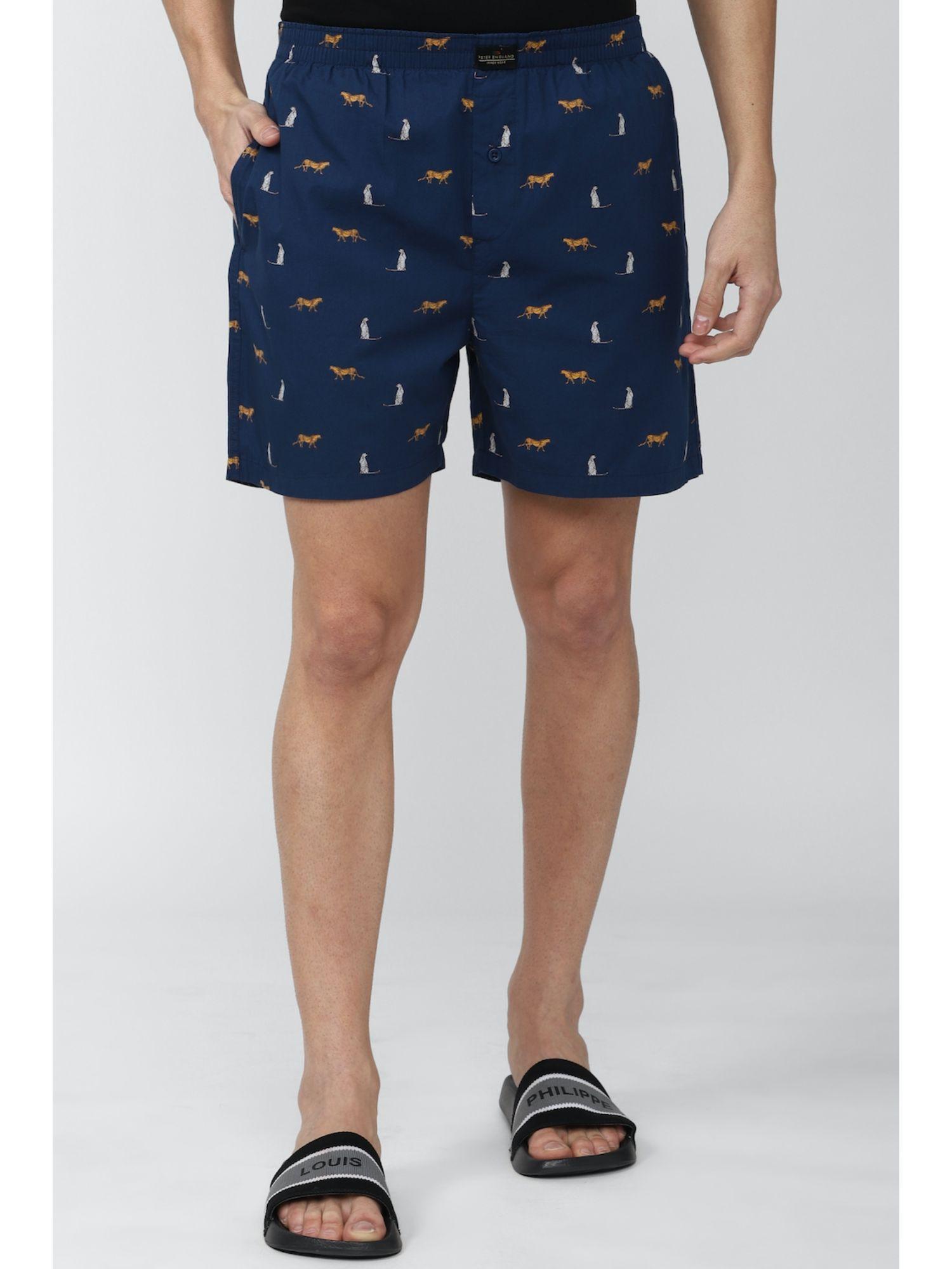 men navy print casual boxers