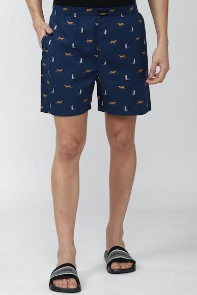 men navy print casual boxers