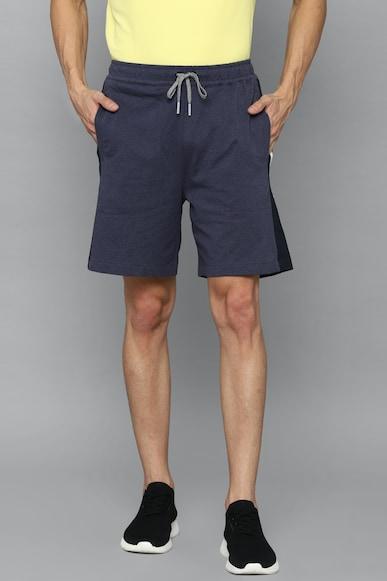 men navy print slim fit shorts