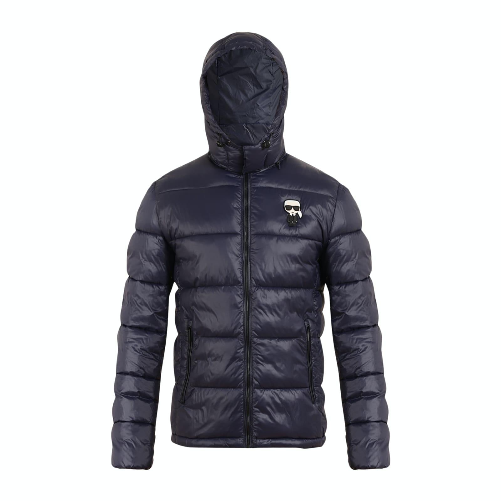 men navy puffer chest doll jacket with detachable hood