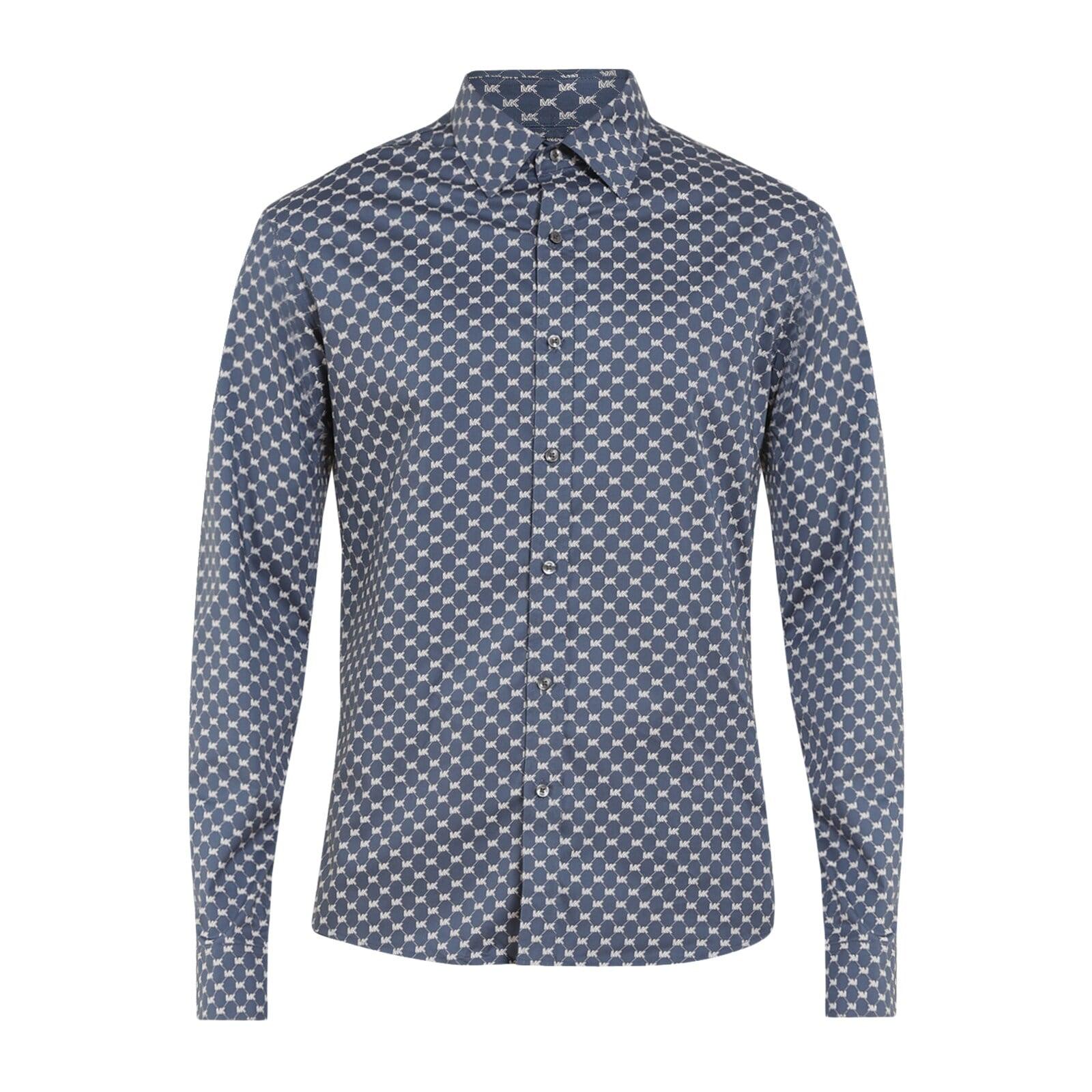 men navy quilted mk logo print shirt