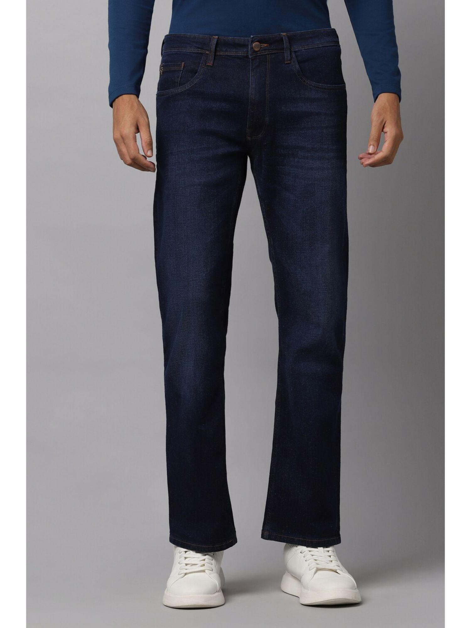 men navy regular fit dark wash jeans