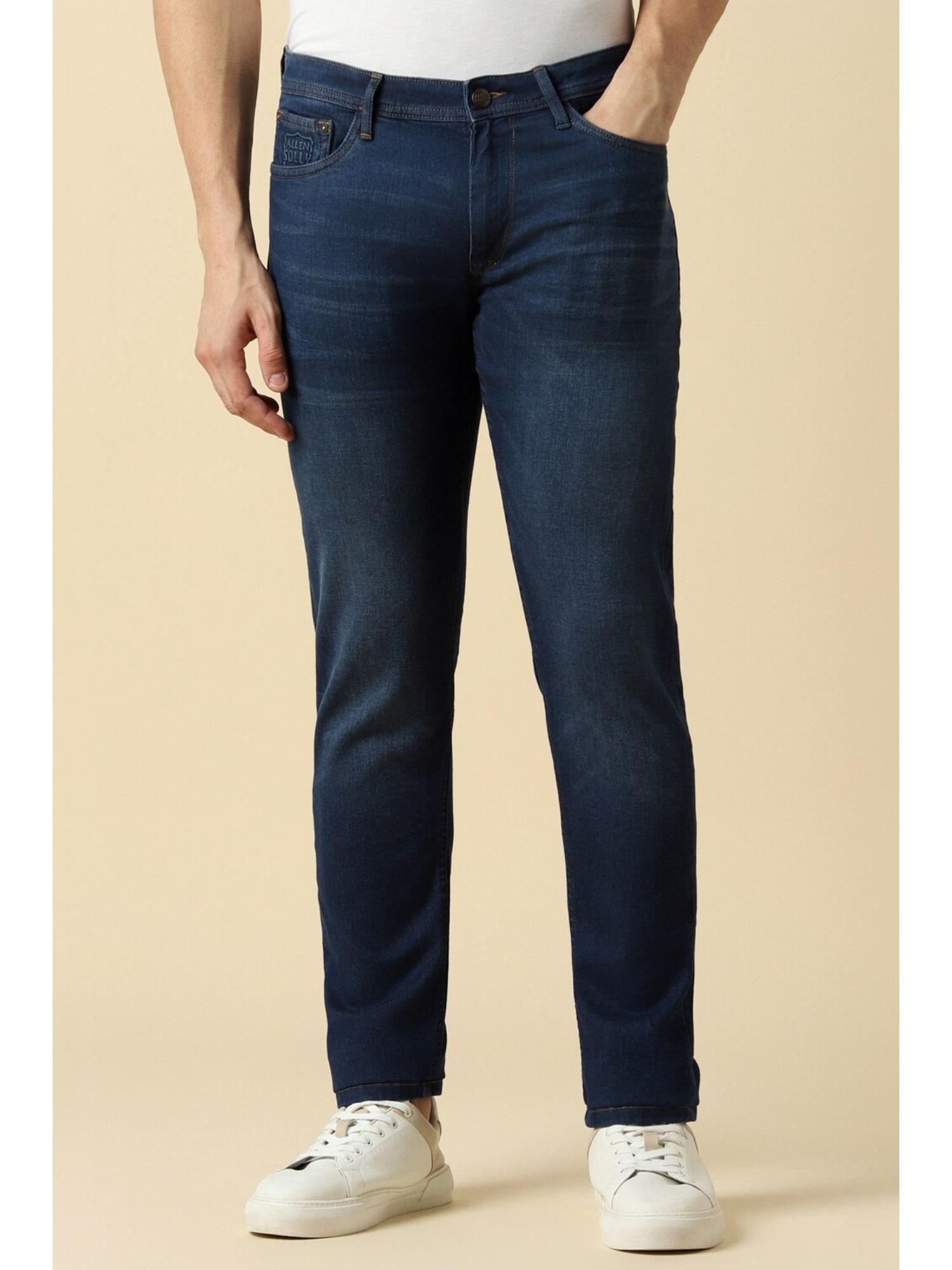 men navy skinny fit dark wash jeans