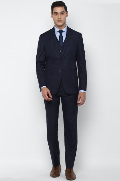 men navy slim fit check formal three piece suit