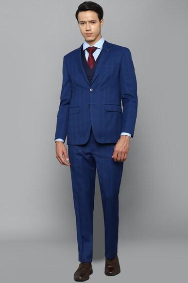 men navy slim fit check formal three piece suit