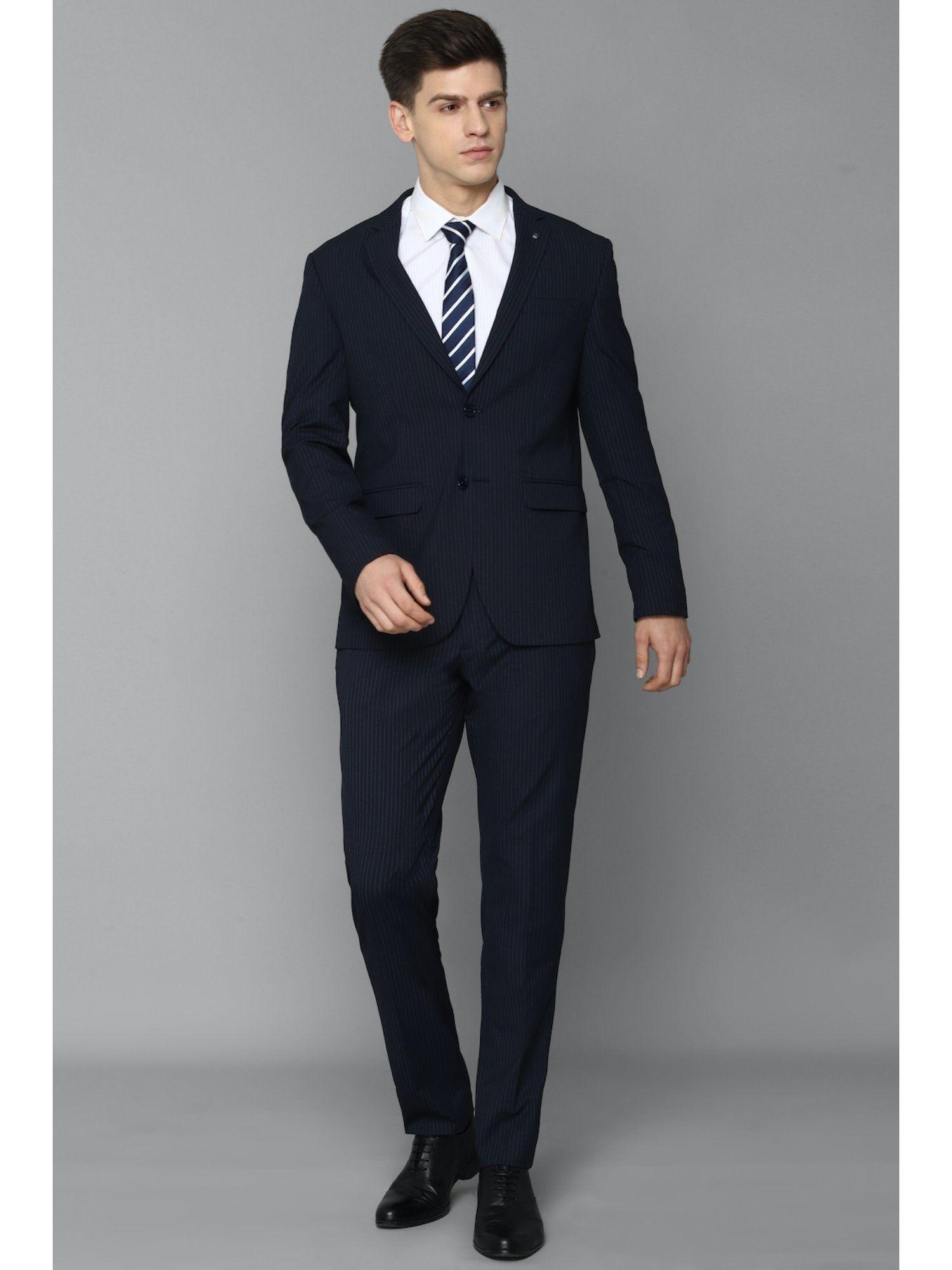 men navy slim fit stripe formal two piece suit (set of 2)