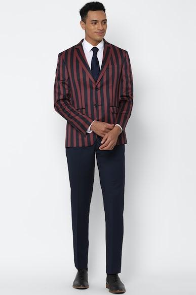 men navy slim fit stripe formal two piece suit