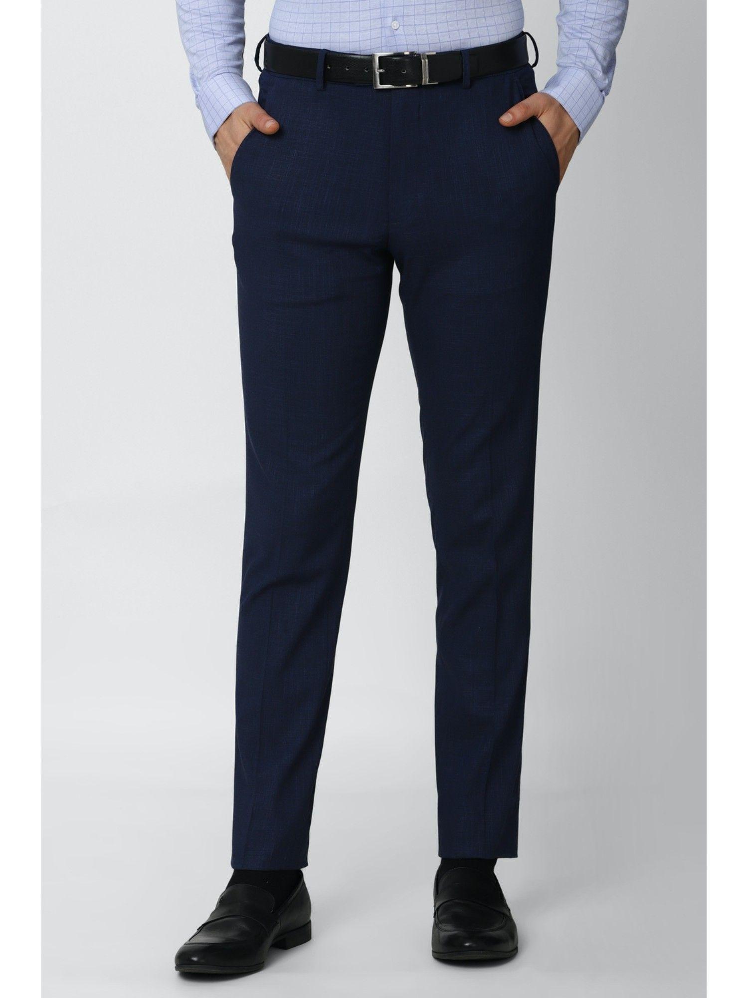 men navy slim formal trousers