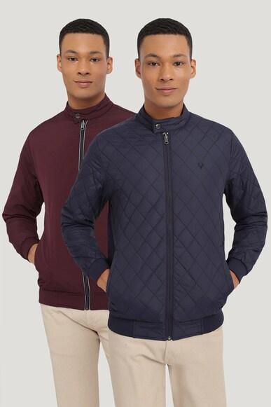 men navy solid full sleeves casual jacket