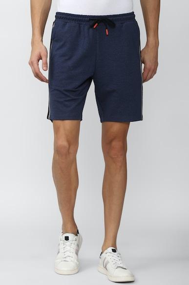 men navy solid regular fit casual shorts