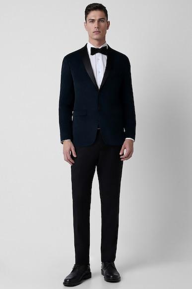 men navy solid slim fit party two piece suit