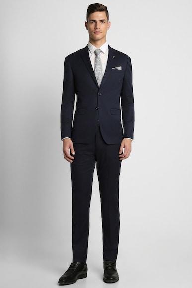 men navy solid slim fit party two piece suit