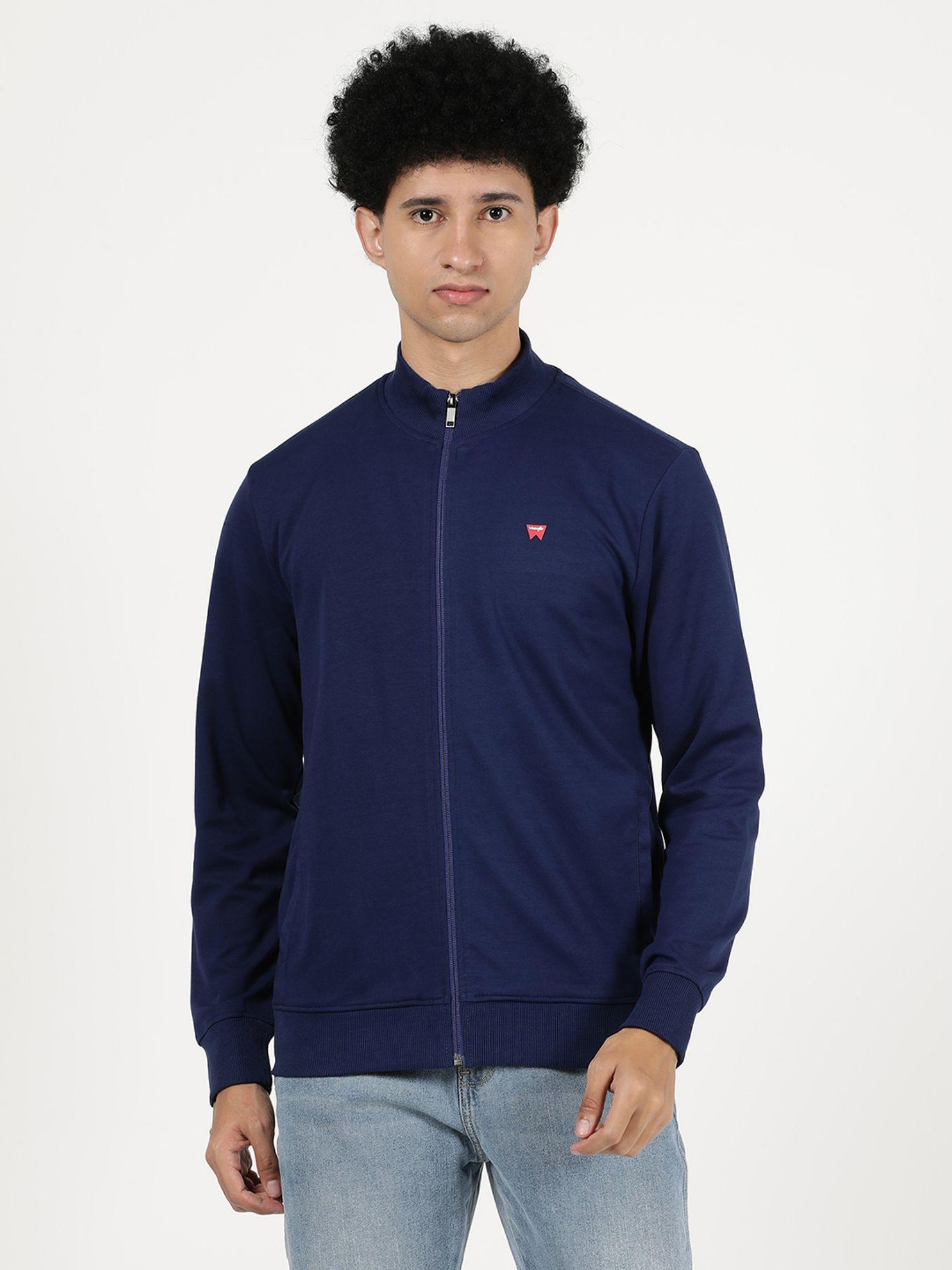 men navy solid sweatshirt (regular)