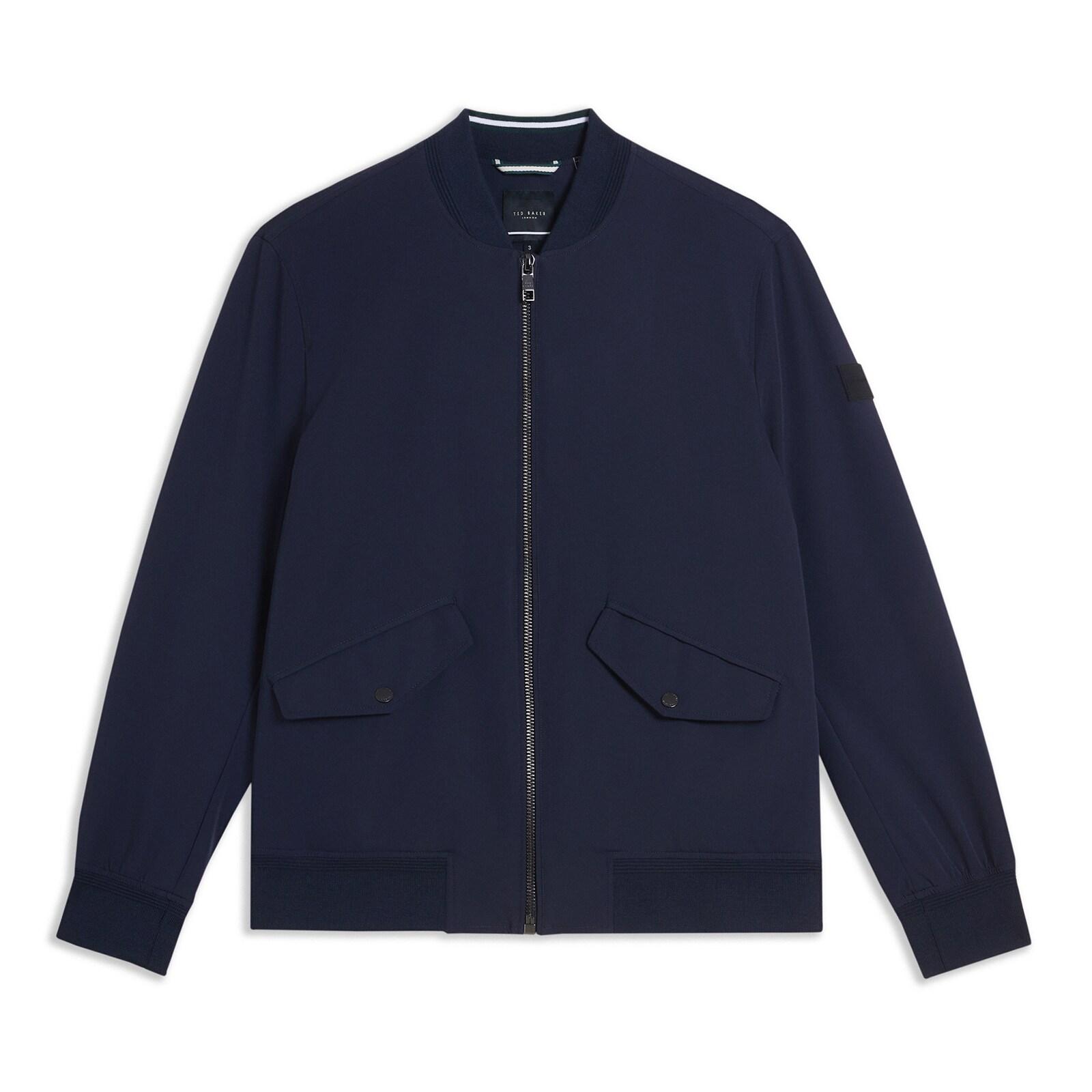 men navy solid twill bomber jacket