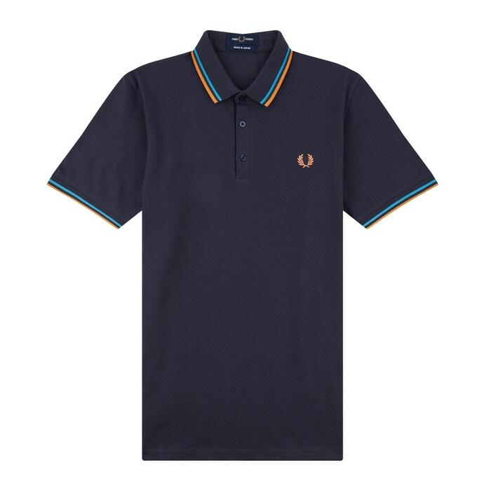 men navy solid twin-tipped polo