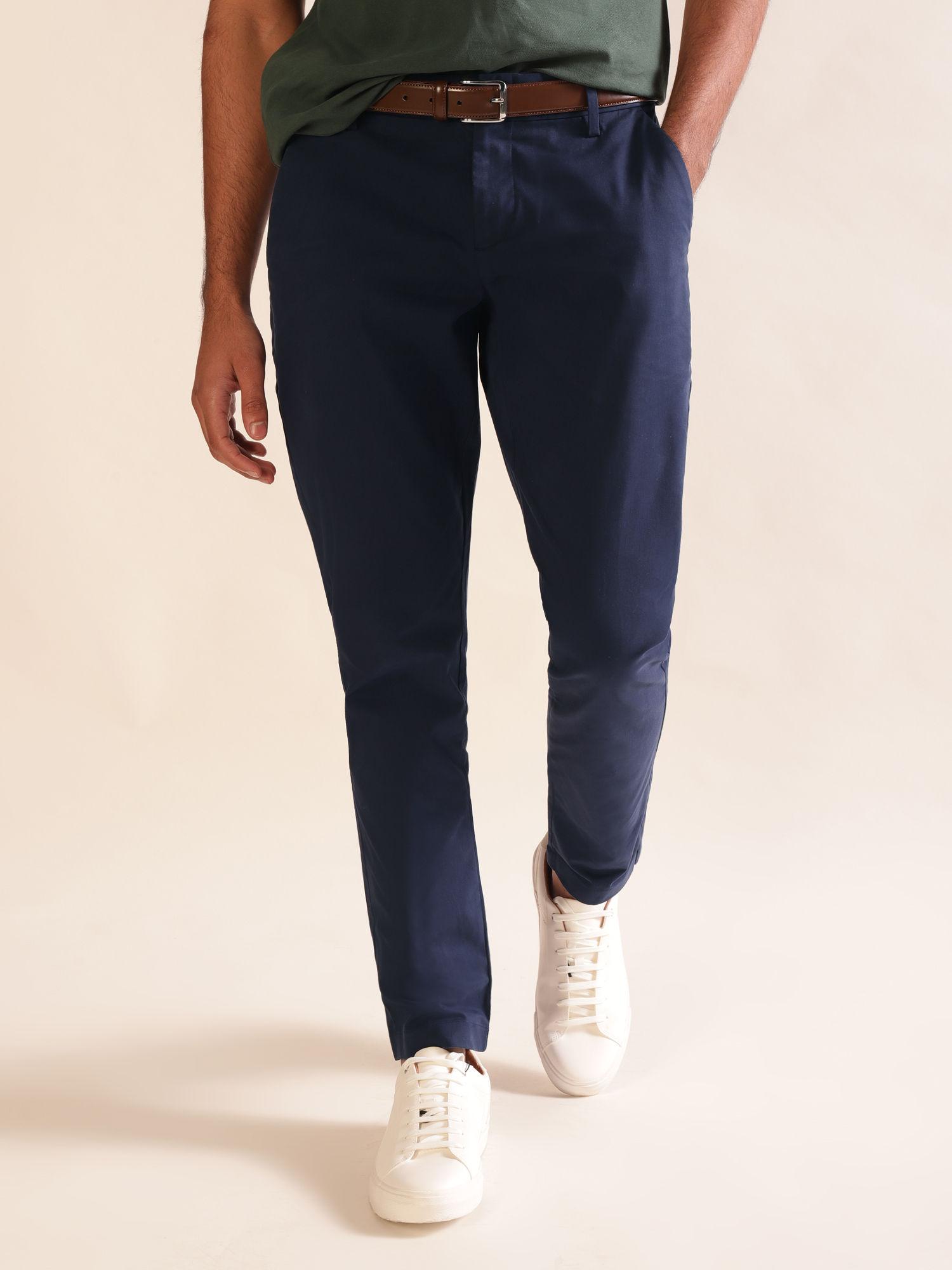 men navy stretchable chinos