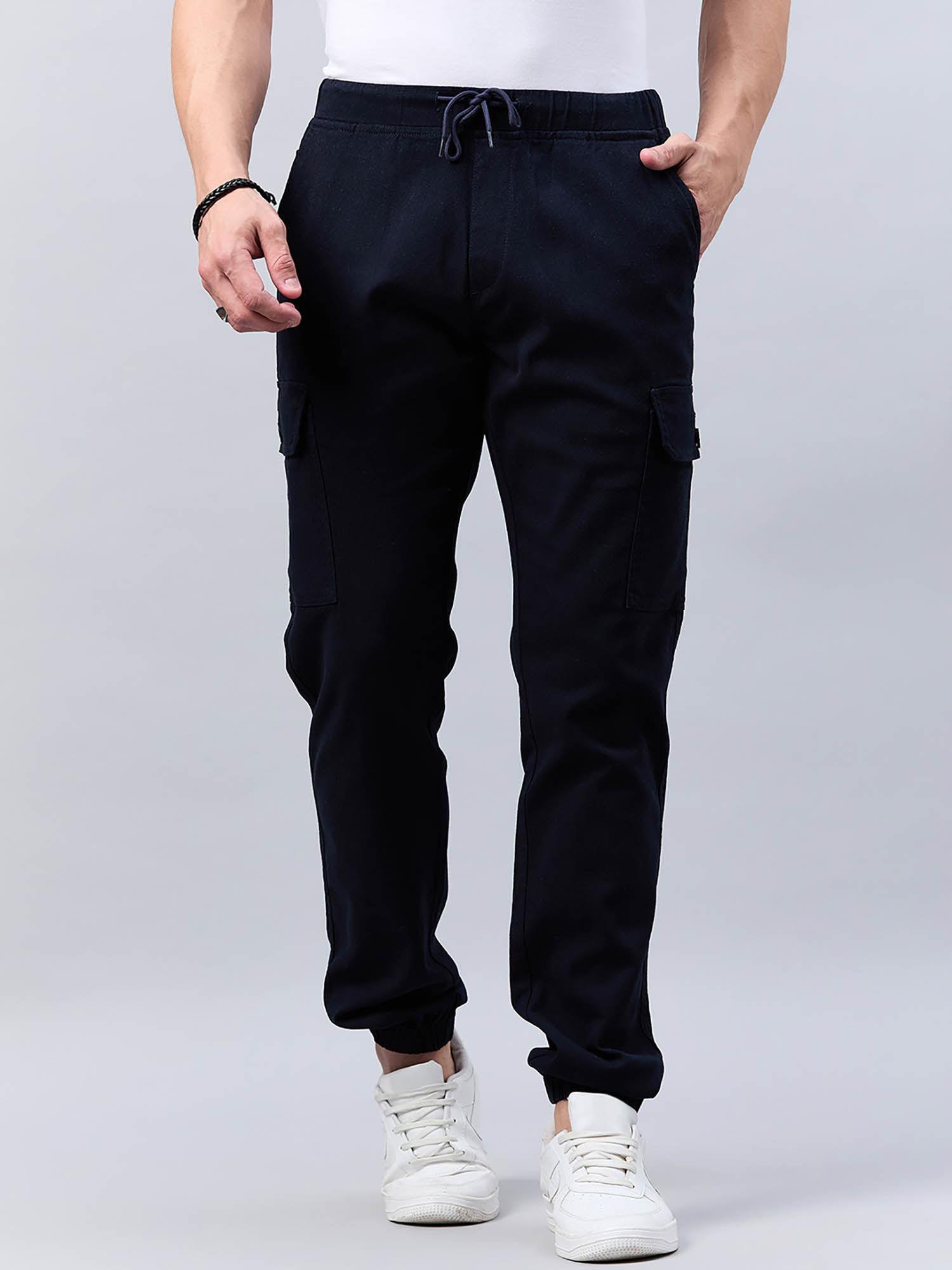 men navy stretchable jogger trouser