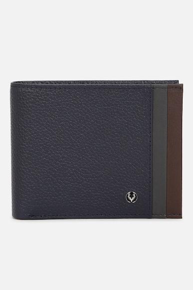 men navy stripe genuine leather wallet