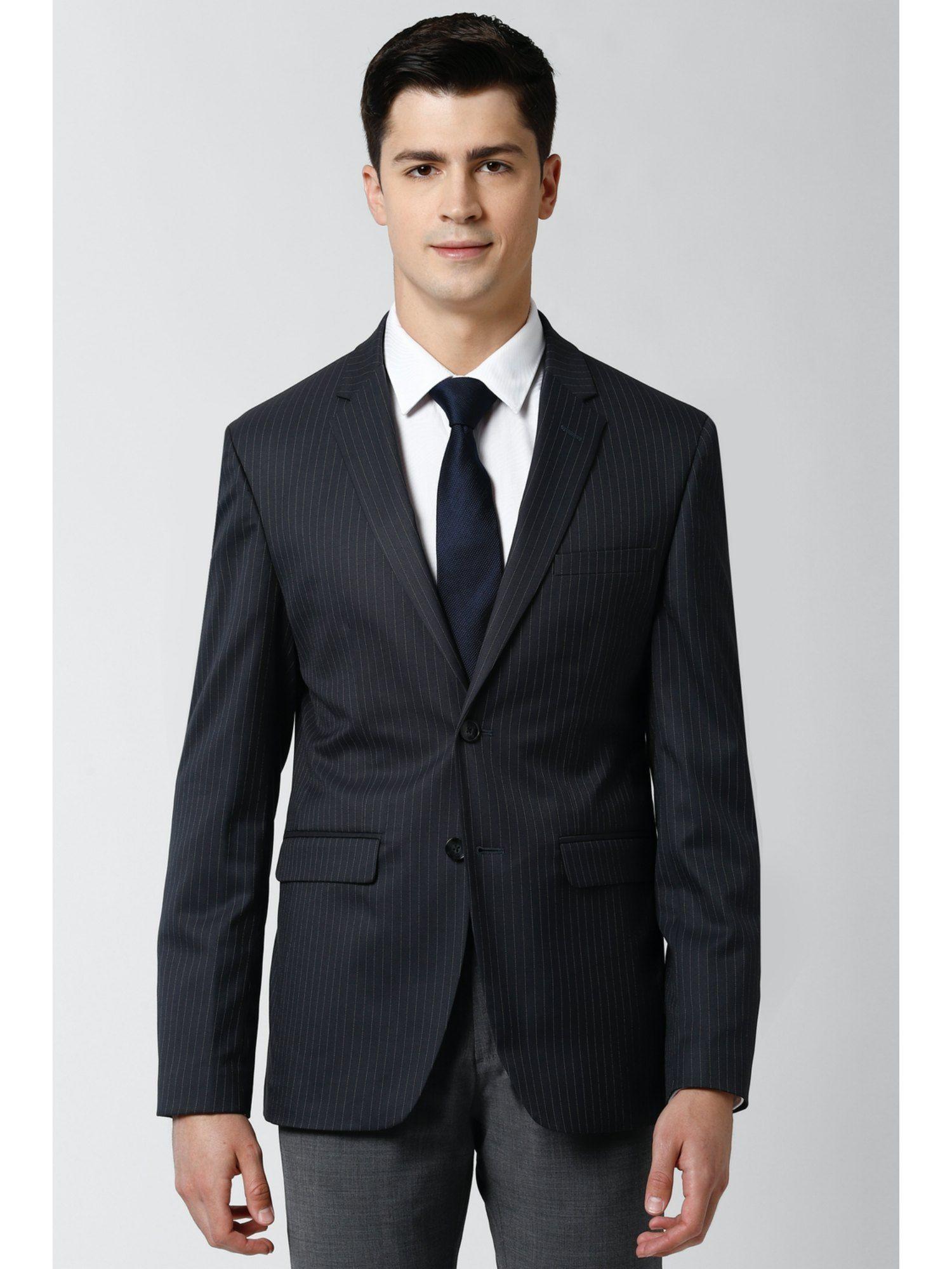 men navy stripe slim fit formal blazer
