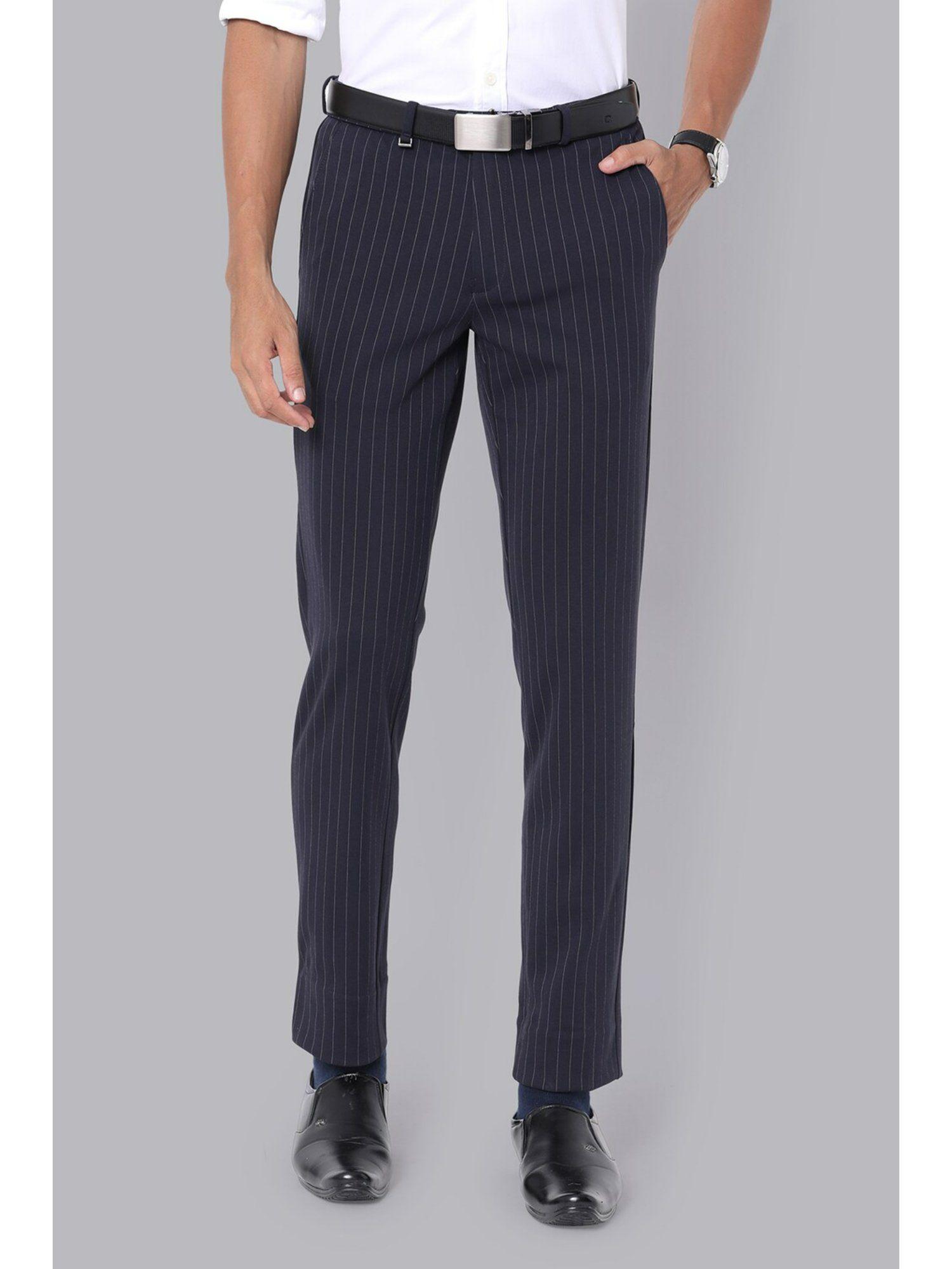 men navy stripe ultra slim fit trousers