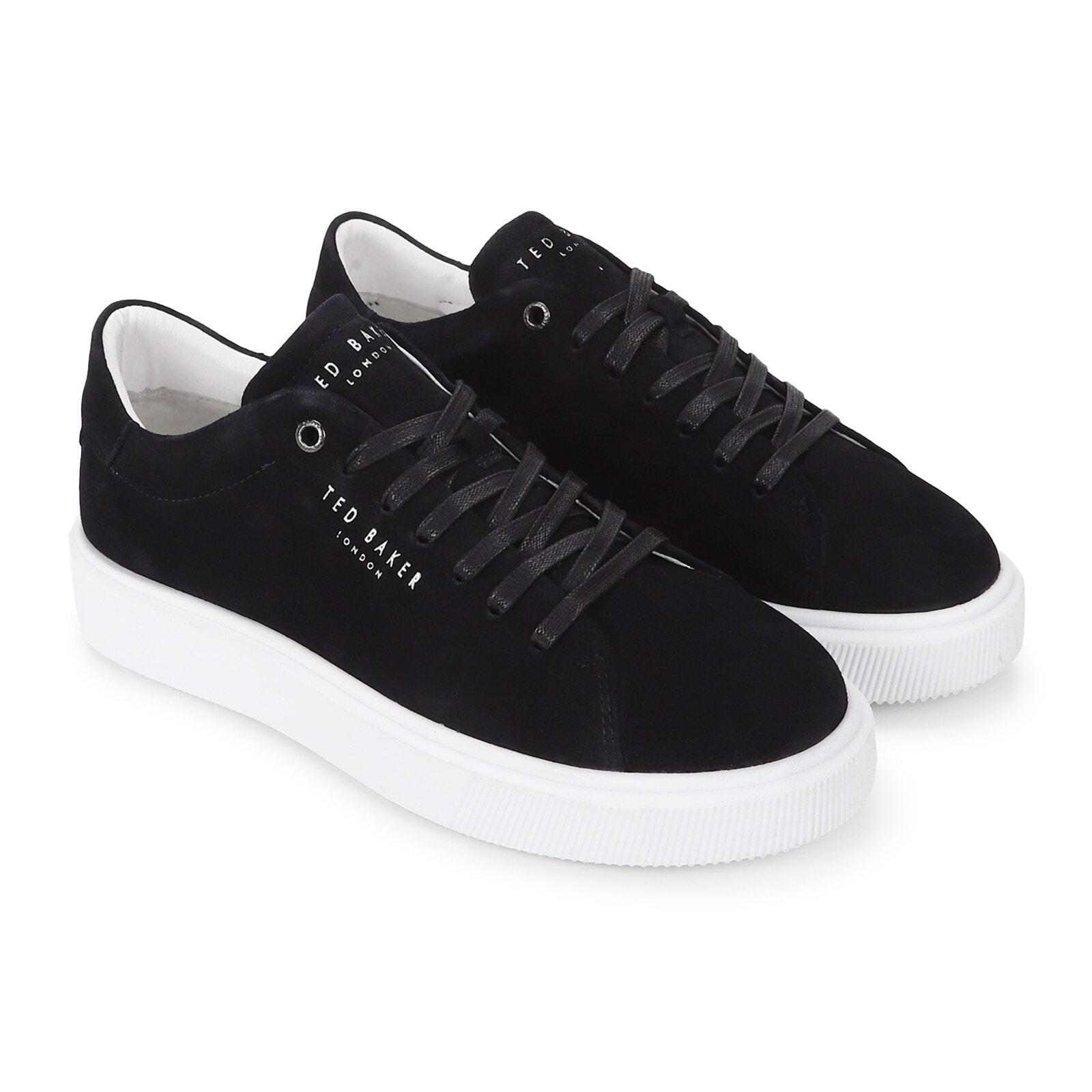 men navy suede inflated sole trainers