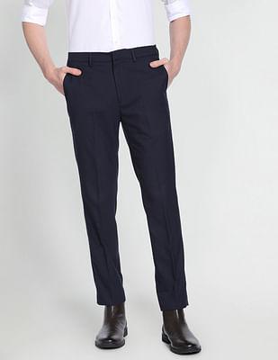 men navy super slim fit formal trousers