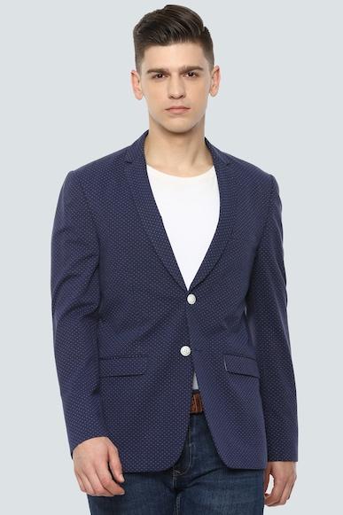 men navy super slim fit print casual blazer