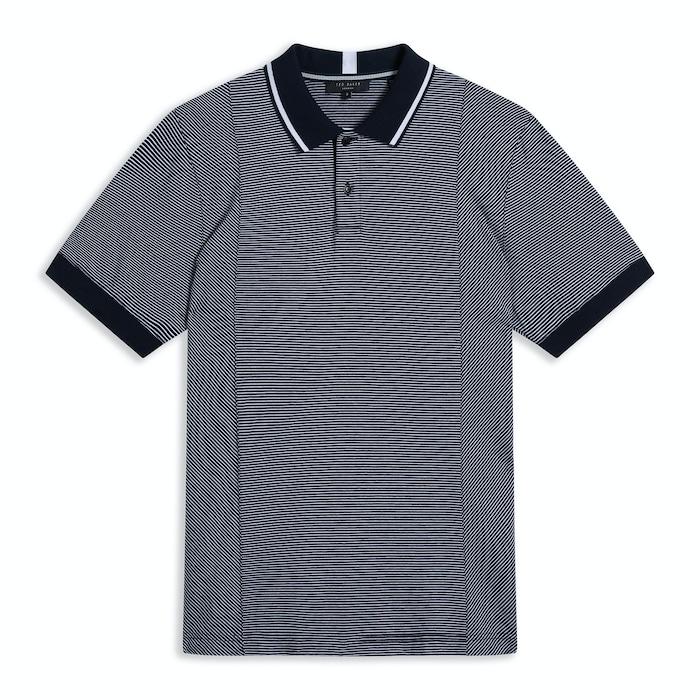 men navy taigaa regular striped panelled polo