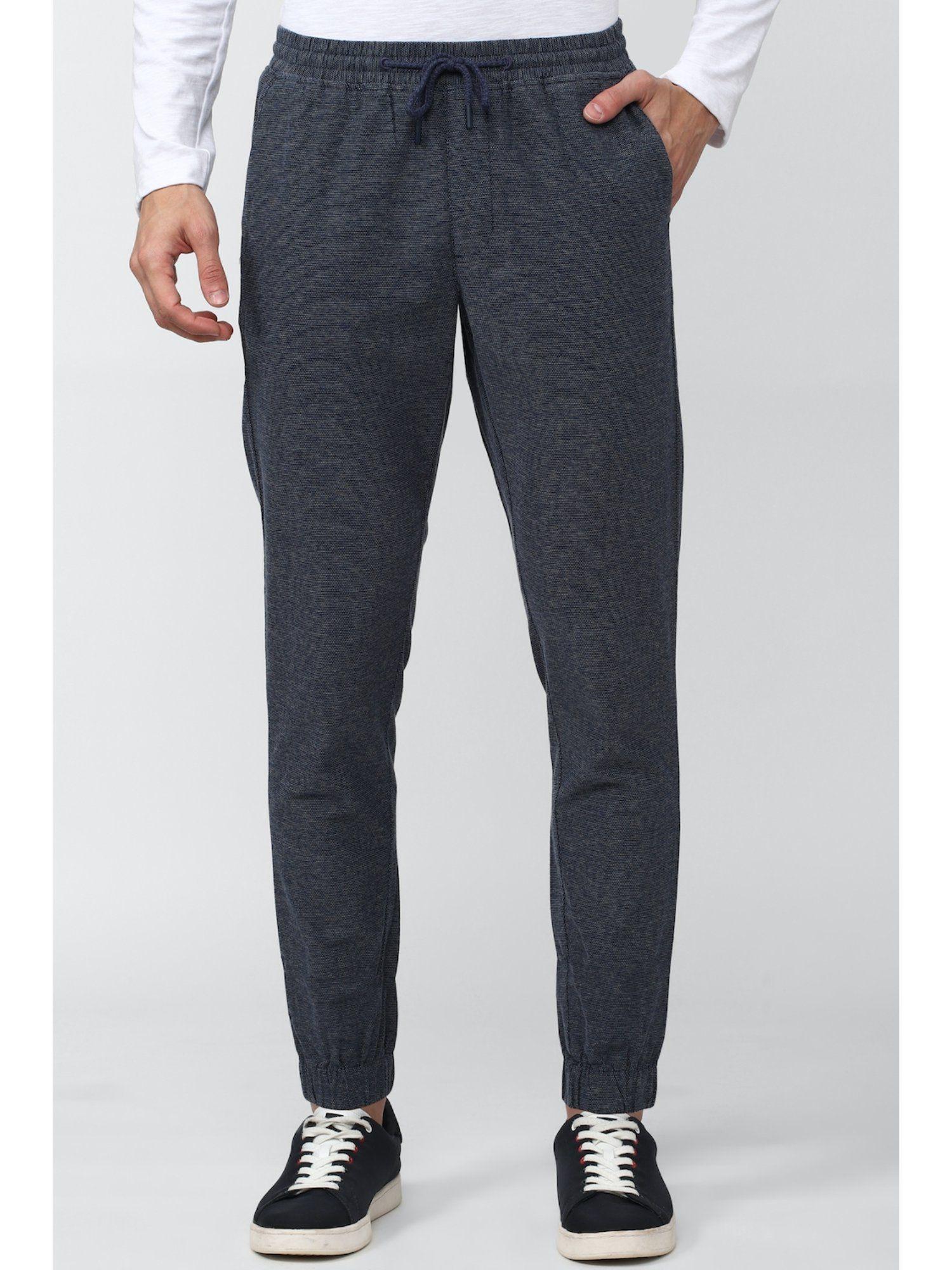 men navy textured casual jogger