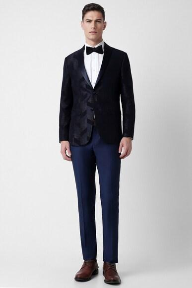 men navy textured slim fit party two piece suit