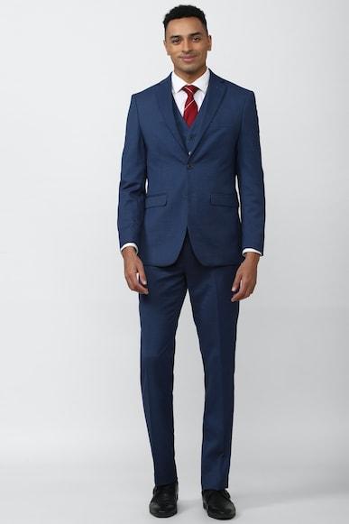 men navy textured slim fit wedding three piece suit