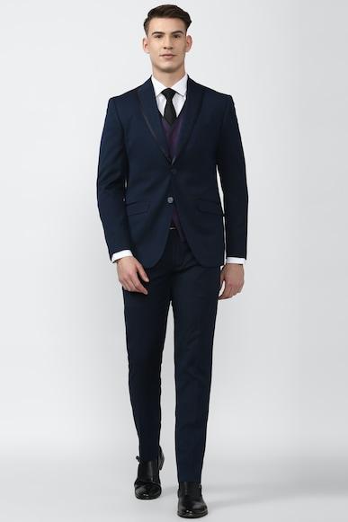 men navy three piece suit