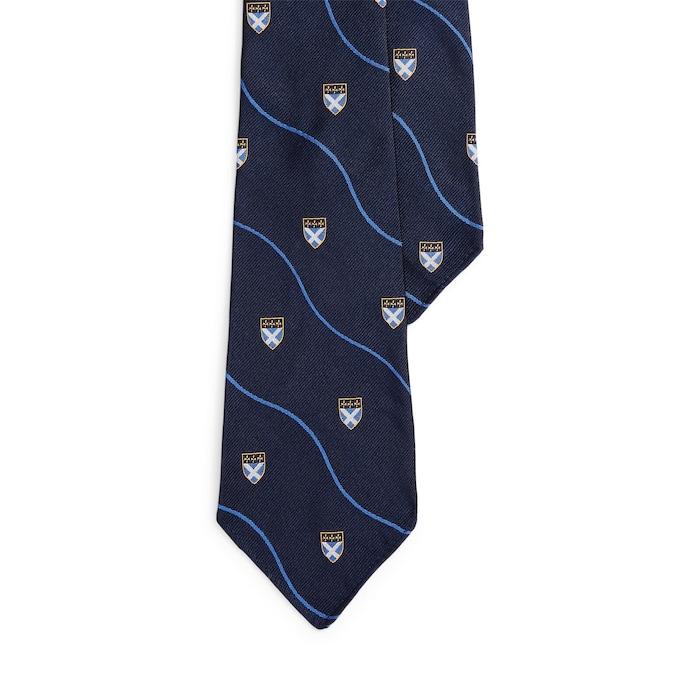 men navy vintage-inspired silk repp club tie