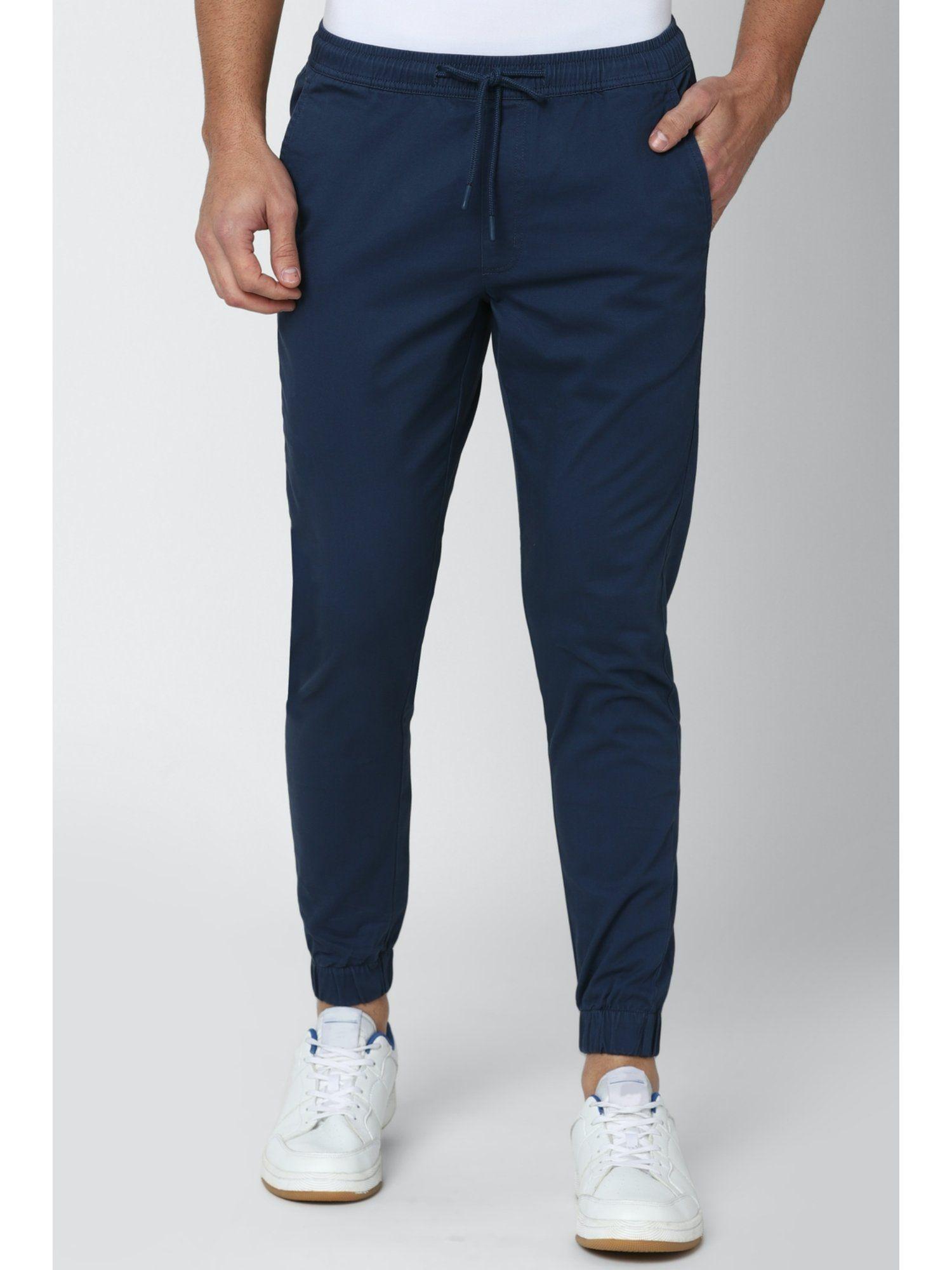 men navysolid casual jogger pants